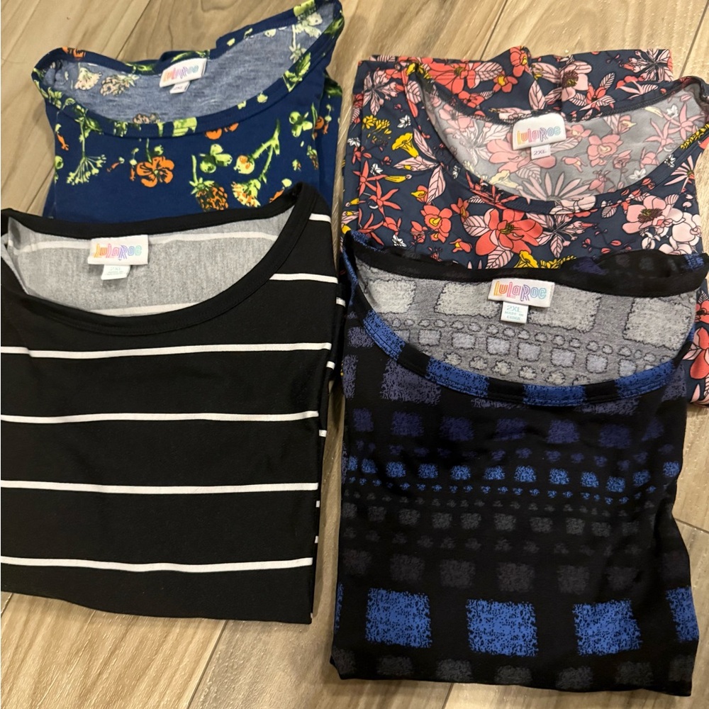 LuLaRoe Women's Short Sleeve Julia Dresses- Floral and Striped Designs